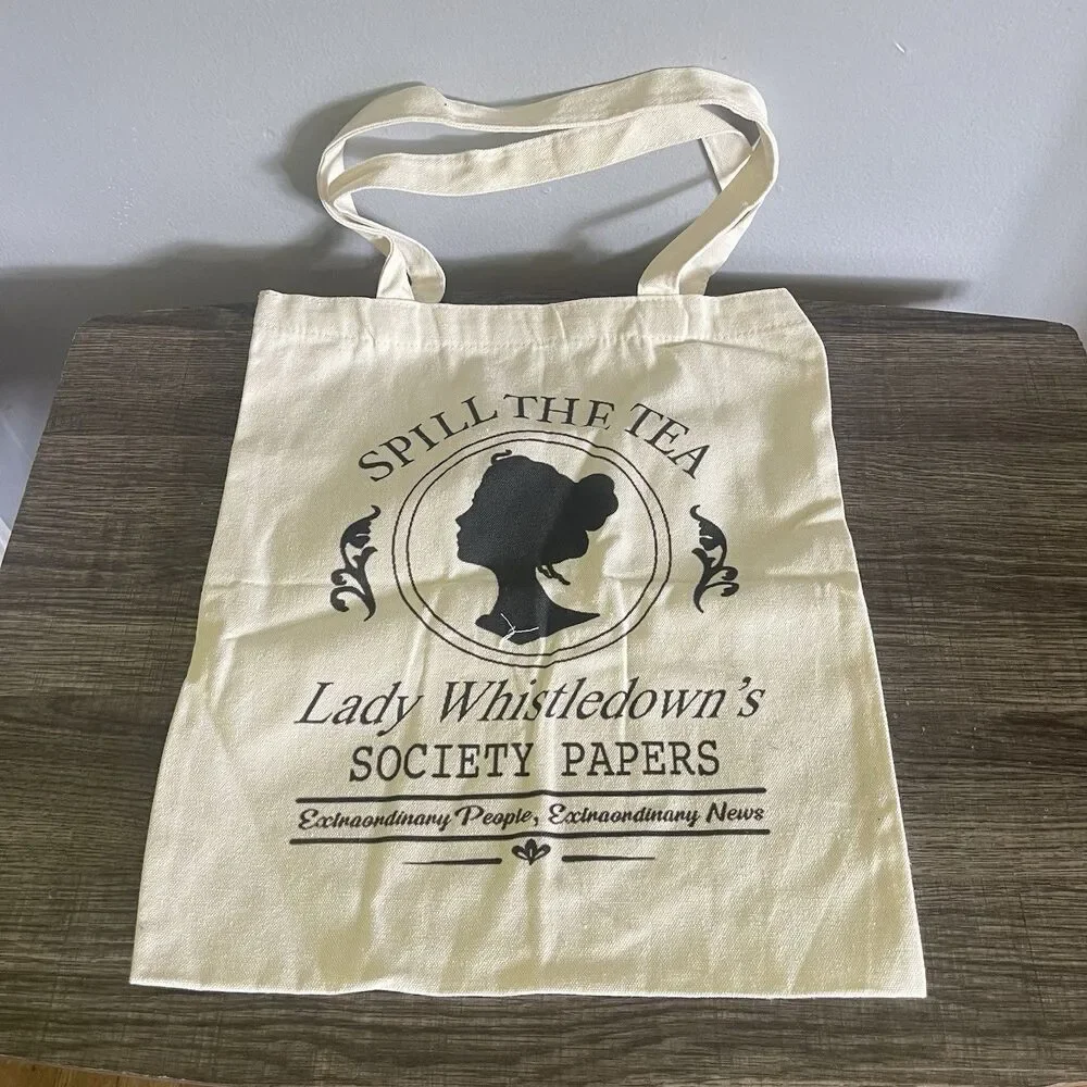 Women’s Spill the Tea Lady Whistledown’s Society Papers Off White Tote Bag